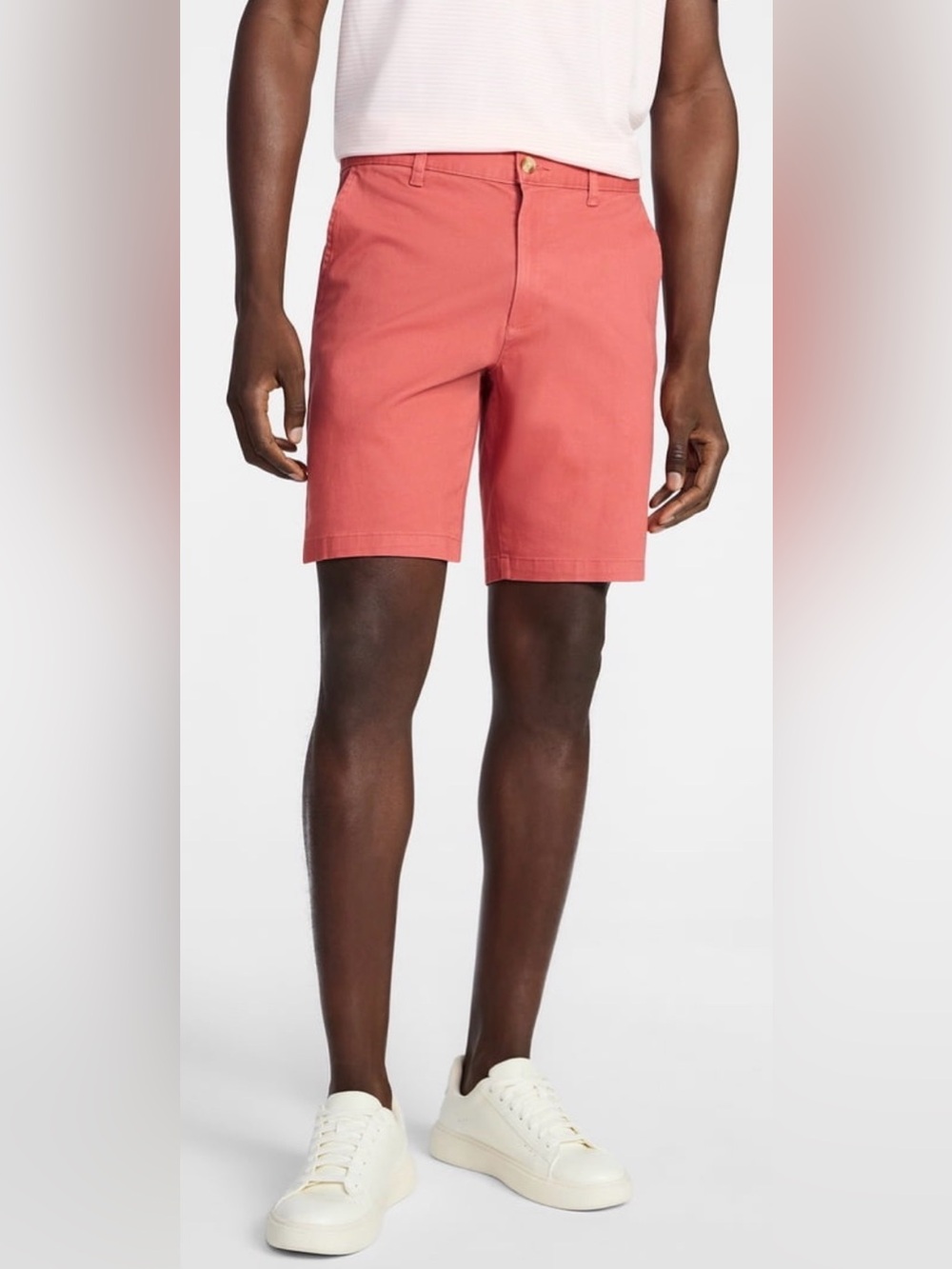George Men’s Modern Fit Flat Front Hibiscous Coral Shorts Size 46 9” Inseam New